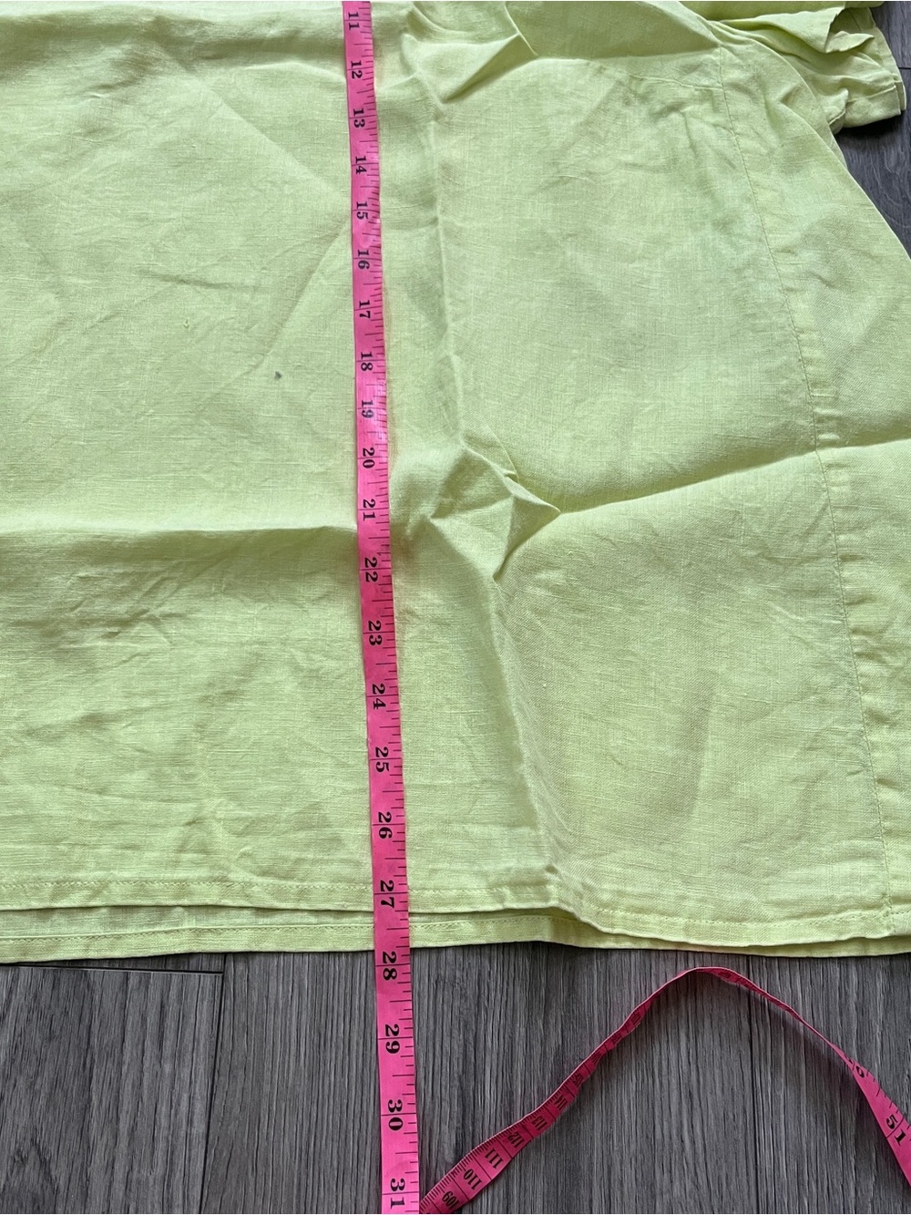 FLAX 100% Linen Scoop Neck Top Lime Green Plus Size 1X Short Sleeve Blouse - Picture 5 of 7